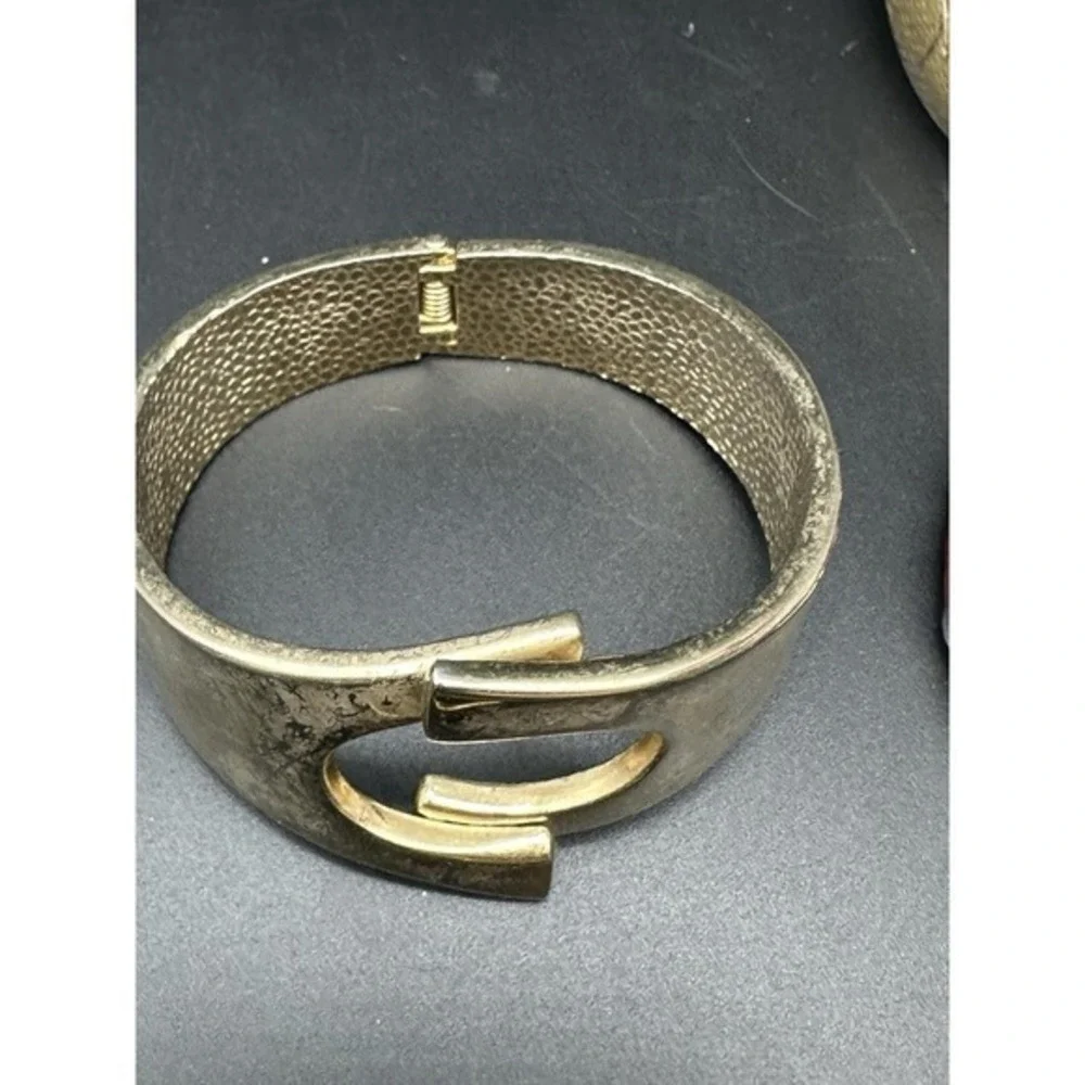 Vintage Mixed Metal Enamel Gold Tone Brass Cuff‎ Bangle Bracelet Lot